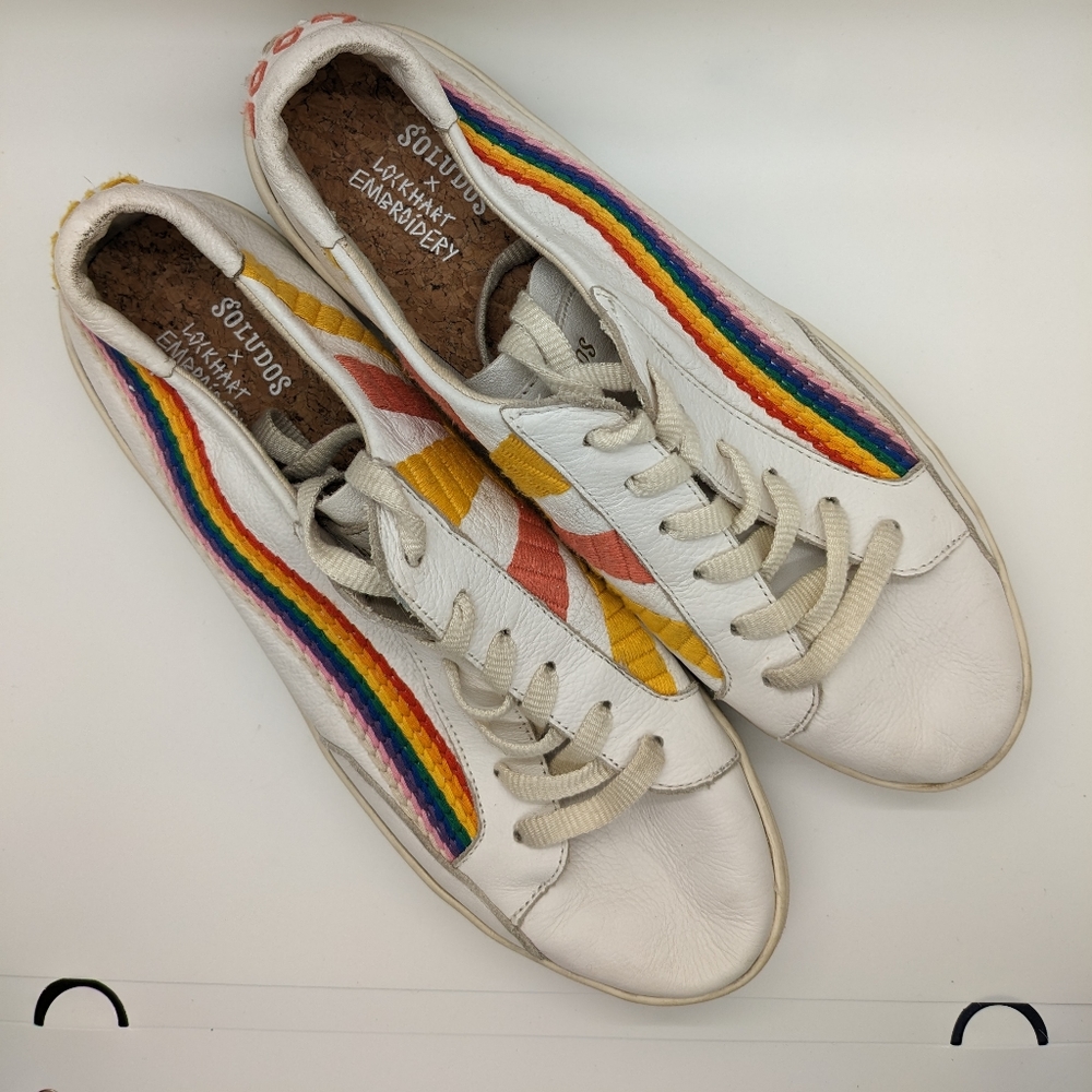 Soludos embroidered leather sneakers size 10